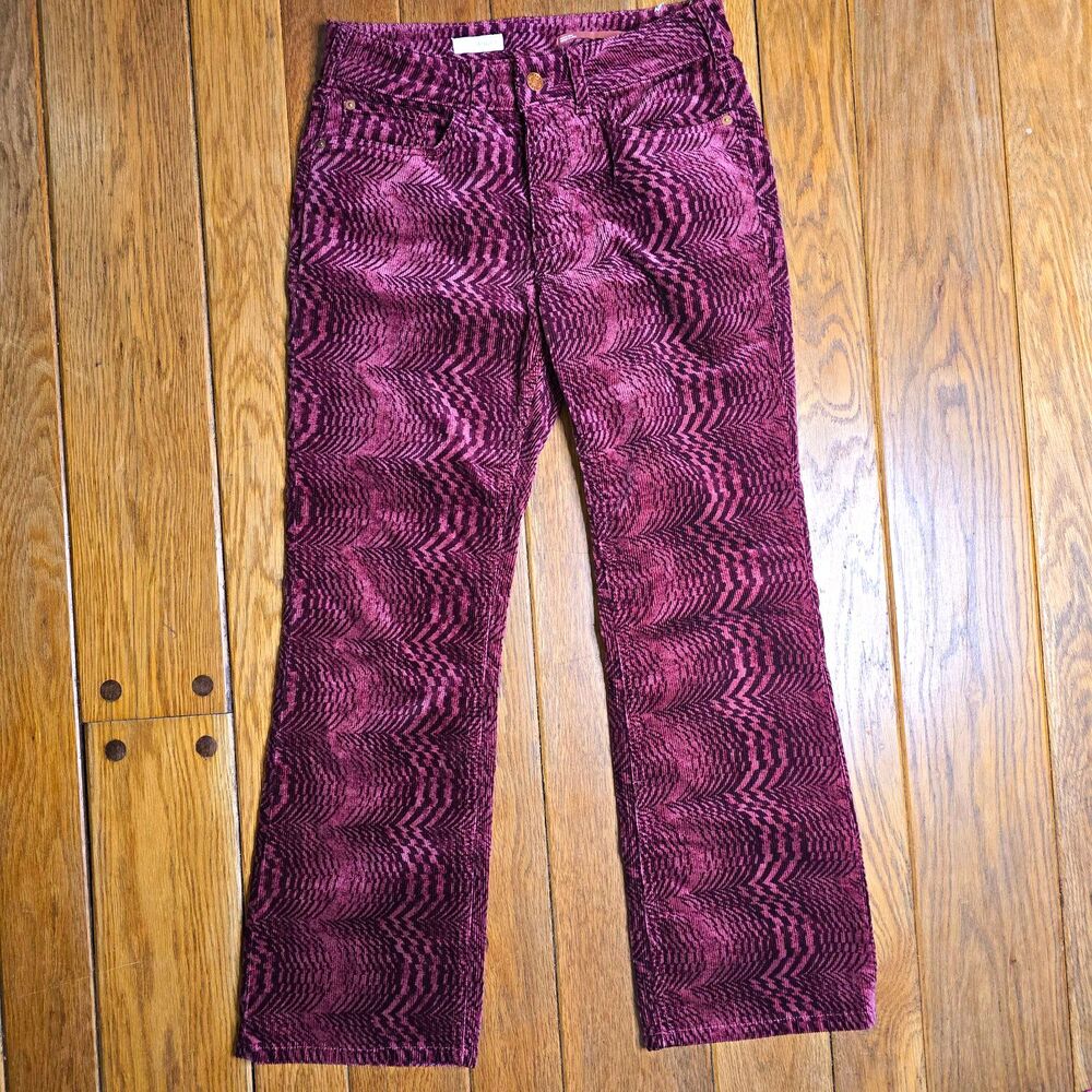 Pilcro Women’s Size 27 The Yaya Mid-Rise Crop Flare Corduroy Pants Geometric